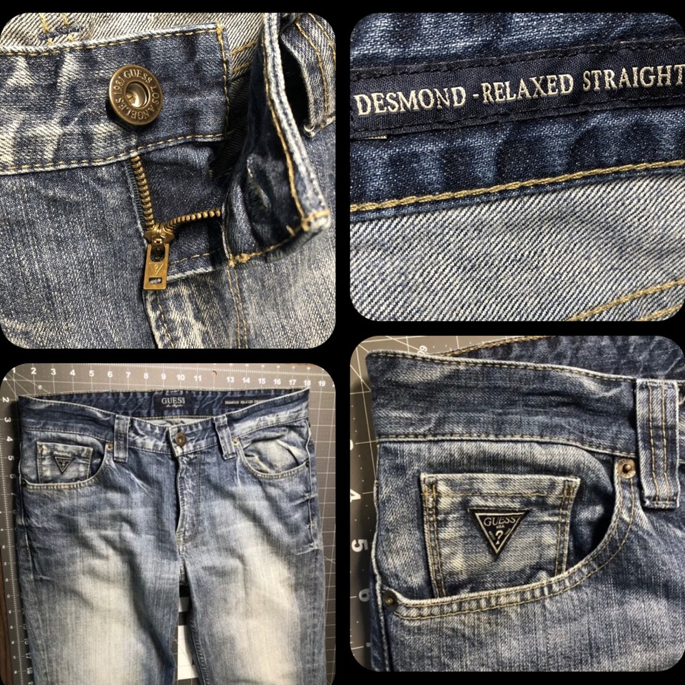 Guess Los Angeles Desmond Relaxed Jeans Men Size 31 31X32 Blue Jean Relaxed C129